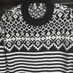 Marks And Spenser MS Black White Pattern Striped Sweater Medium
